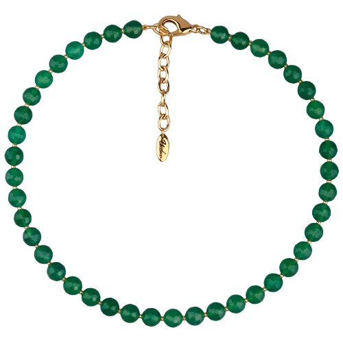 Колье Селена (агат 8мм зеленый; покрытие золото) 40-45см