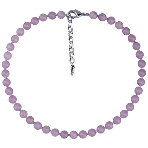 Колье Селена (аметист 8мм; покрытие родий) 40-45см