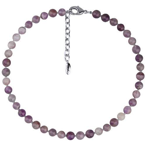 Колье Селена (аметист 8мм темно-фиолетовый; покрытие родий) 40-45см