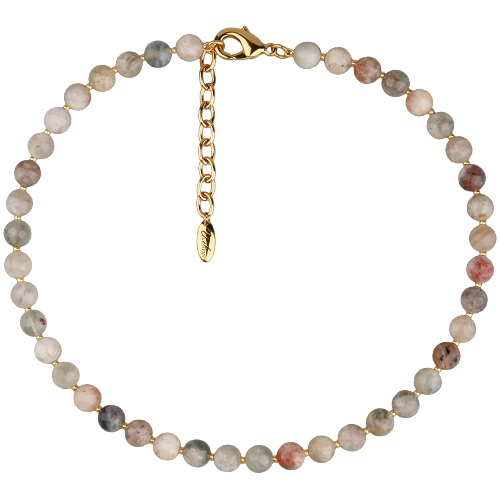 Колье Селена (опал 8мм бежевый; покрытие золото) 40-45см