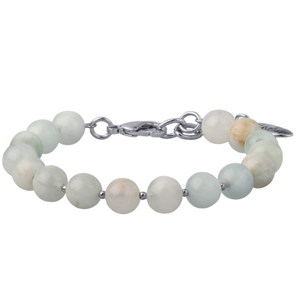 Браслет Селена (опал 8мм голубой; покрытие родий) 17-21см
