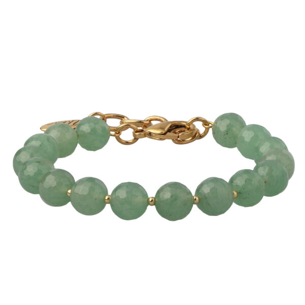 Браслет Селена (авантюрин 8мм зеленый; покрытие золото) 17-21см