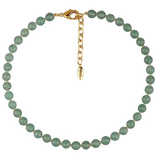 Колье Селена (авантюрин 8мм зеленый; покрытие золото) 40-45см