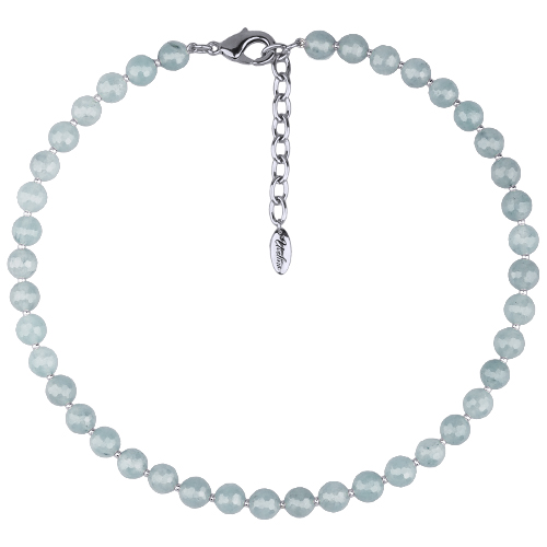 Колье Селена (аквамарин 8мм; покрытие родий) 40-45см