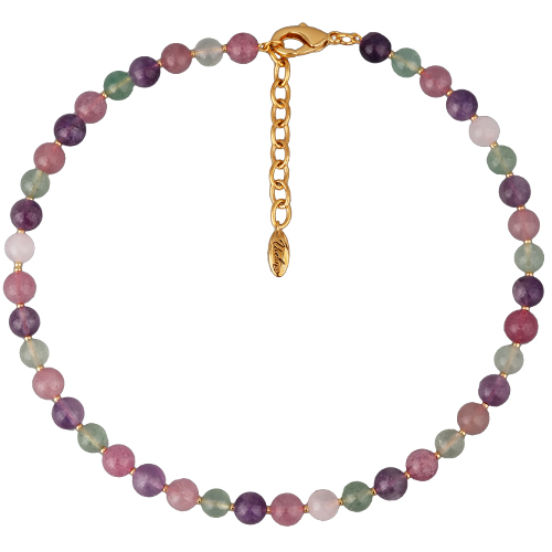 Колье Селена (кварц 8мм микс; покрытие золото) 40-45см