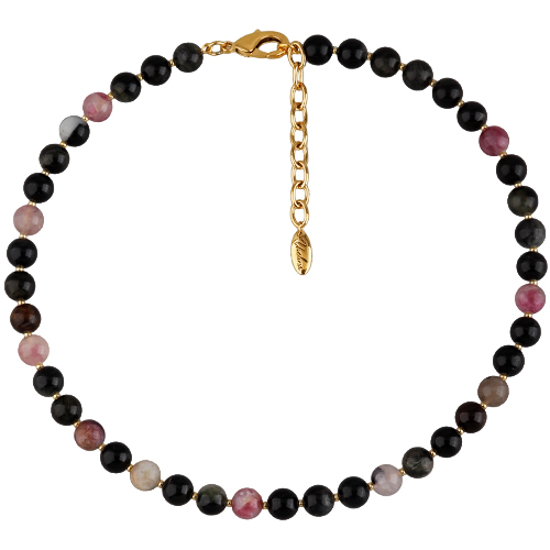 Колье Селена (турмалин 8мм микс; покрытие золото) 40-45см