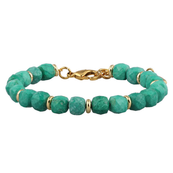 Браслет Селена (бирюза 8мм; покрытие золото) 18-21см