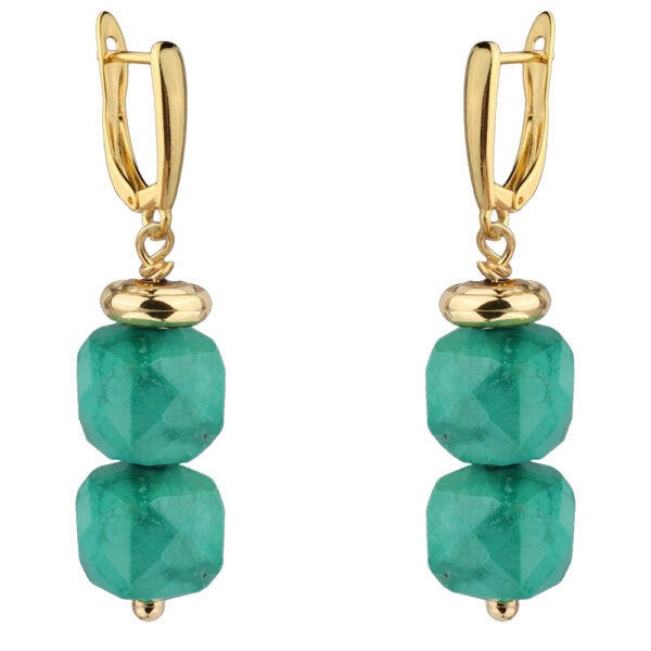 Серьги Селена (бирюза 8мм; покрытие золото)