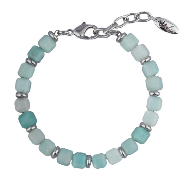 Браслет Селена (амазонит 8мм; покрытие родий; 17-21см)