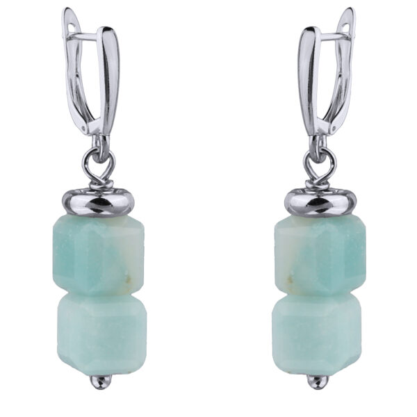 Серьги Селена (амазонит 8мм; покрытие родий)