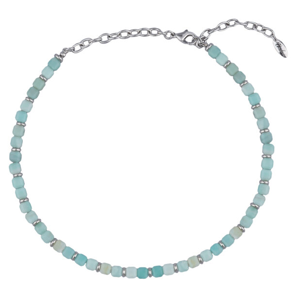 Колье Селена (амазонит 8мм; покрытие родий; 45-50см)