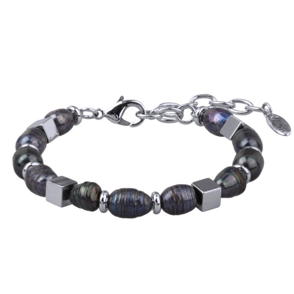 Браслет (жемчуг бензиновый 6мм; покрытие родий) 17-21см