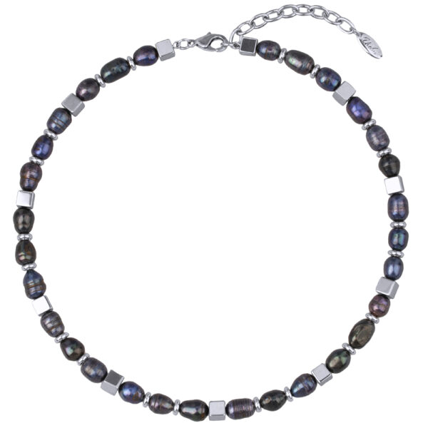 Колье (жемчуг бензиновый 6мм; покрытие родий) 42-48см