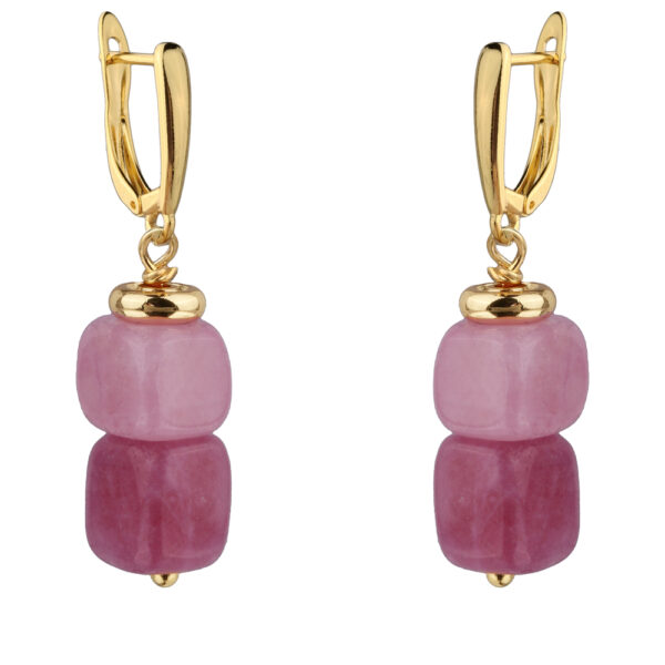 Серьги Селена (кварц розовый 7-8мм; покрытие золото)