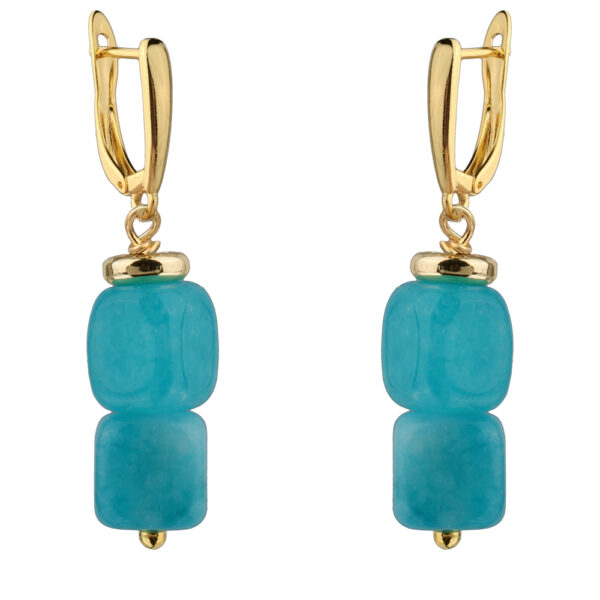 Серьги Селена (кварц лазурно-бирюзовый 7-8мм; покрытие золото)