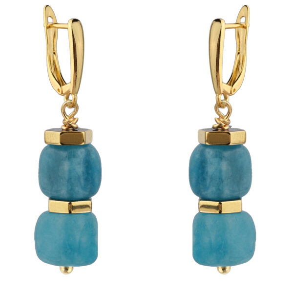 Серьги Селена (кварц изумрудный 7-8мм; покрытие золото)