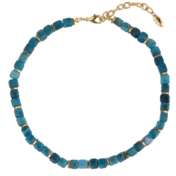 Колье Селена (кварц изумрудный 7-8мм; покрытие золото) 43-48см