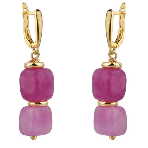 Серьги Селена (кварц малиновый 7-8мм; покрытие золото)
