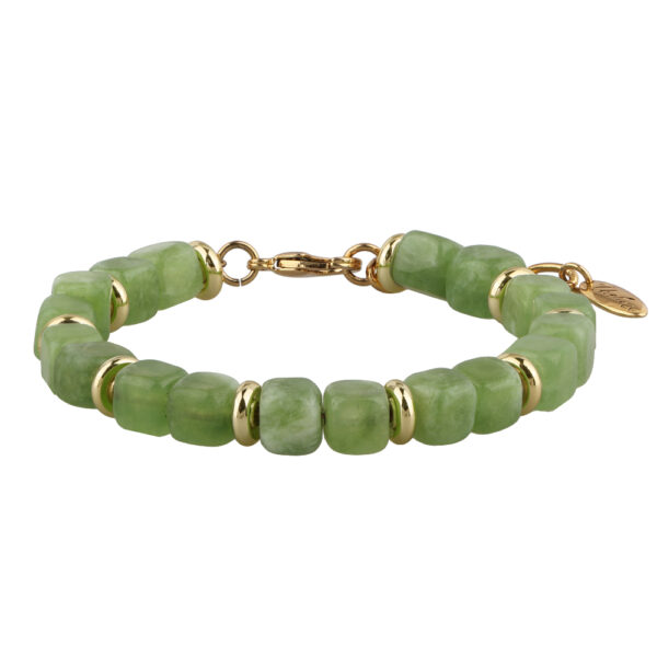 Браслет Селена (кварц ярко-зеленый 7-8мм; покрытие золото) 17-20см