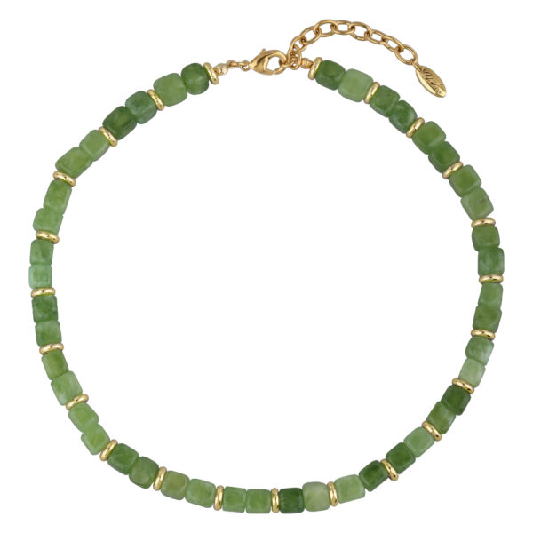 Колье Селена (кварц ярко-зеленый 7-8мм; покрытие золото) 44-49см