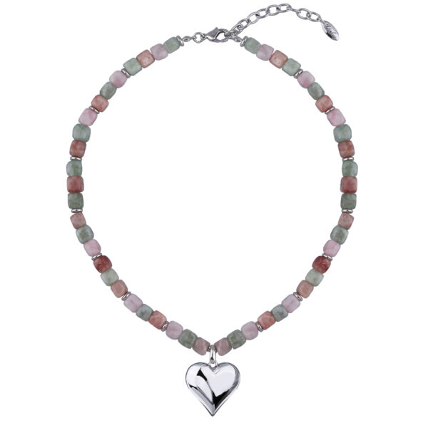 Колье Селена (кварц осенний микс 7-8мм; покрытие родий) 45-52см