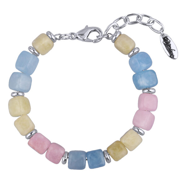 Браслет Селена (кварц карамельный микс 7-8мм; покрытие золото) 17-21см