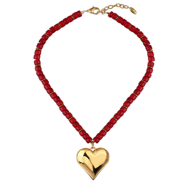 Колье Селена (коралл 5-6мм; покрытие золото) 45-53см