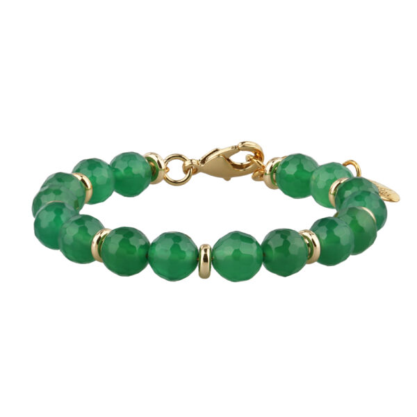 Браслет Селена (агат зеленый; покрытие золото) 17-22см