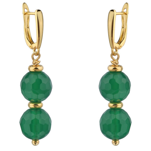 Серьги Селена (агат зеленый; покрытие золото)