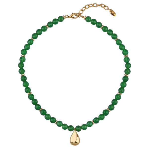 Колье Селена (агат зеленый; покрытие золото) 46-52см