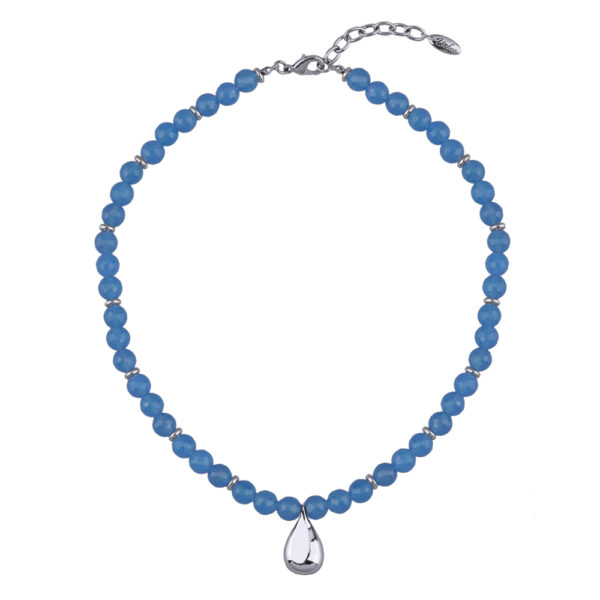 Колье Селена (агат васильковый; покрытие родий) 45-52см
