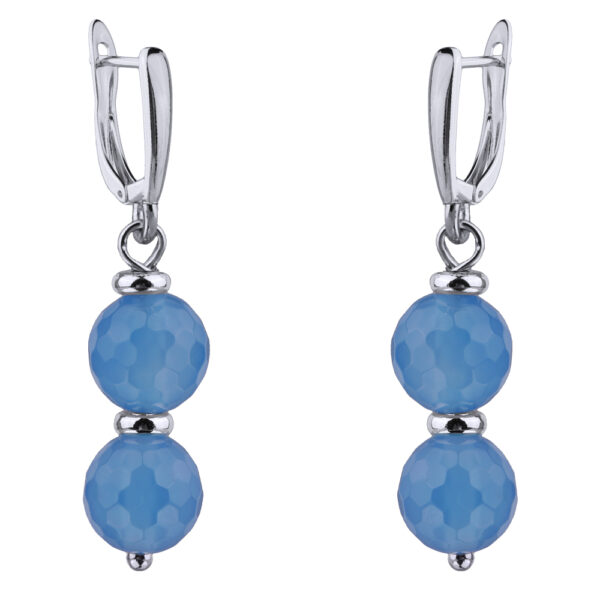 Серьги Селена (агат васильковый; покрытие родий)