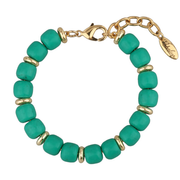 Браслет Селена (говлит 8-9мм зеленый; покрытие золото) 17-20см