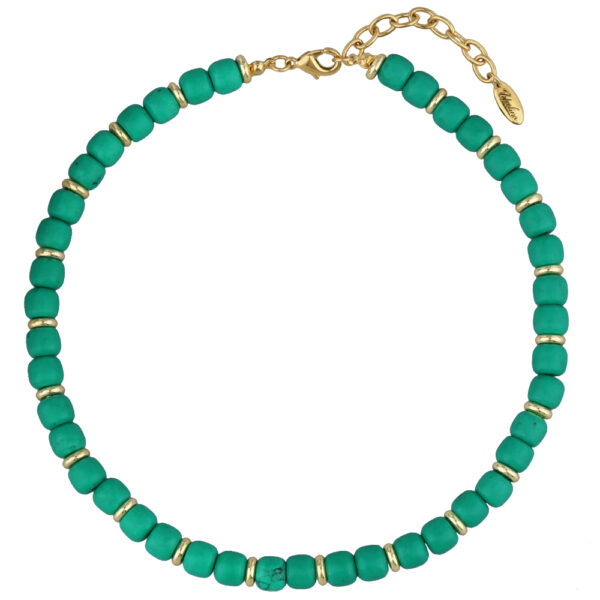 Колье Селена (говлит 8-9мм зеленый; покрытие золото) 42-48см