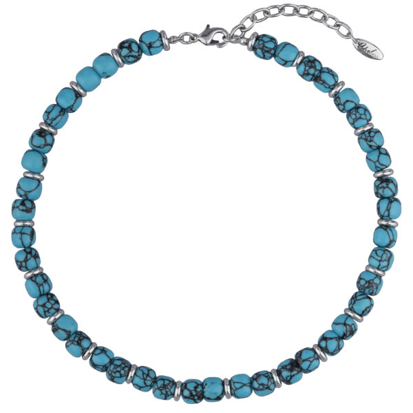 Колье Селена (говлит 8мм голубой; покрытие родий) 40-45см
