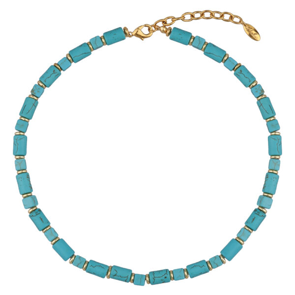 Колье Селена (бирюза 6-10мм; покрытие золото) 44-49см