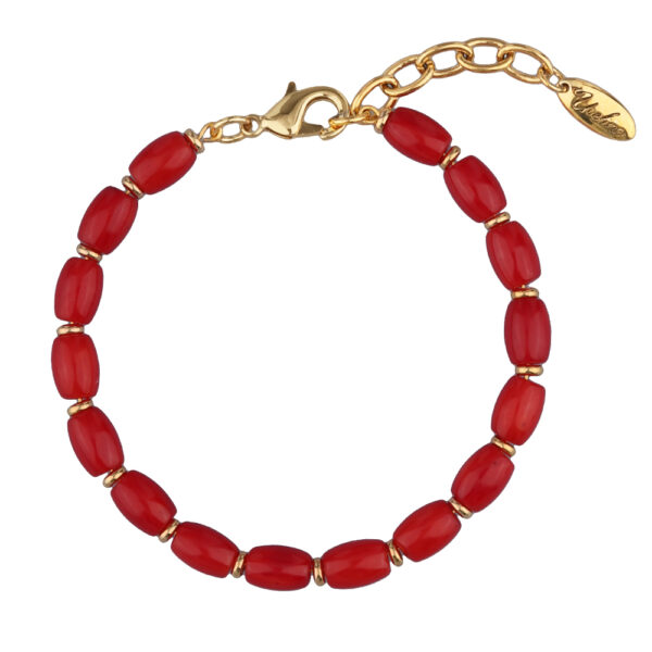 Браслет Селена (коралл 8мм; покрытие золото) 19-22см