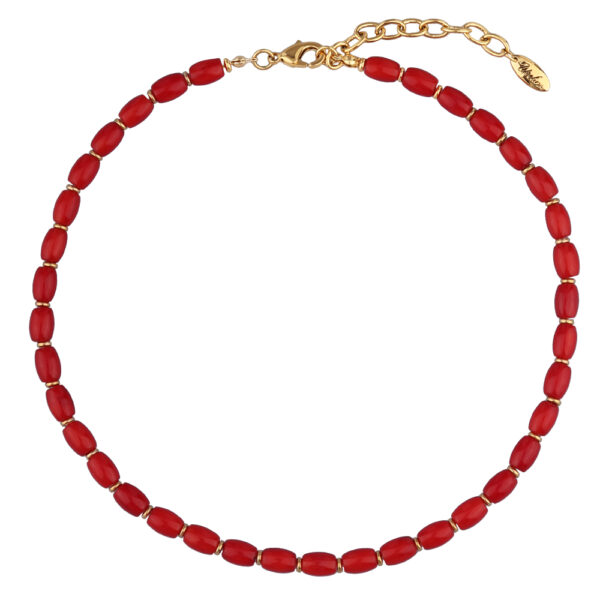 Колье Селена (коралл 8мм; покрытие золото) 41-46см