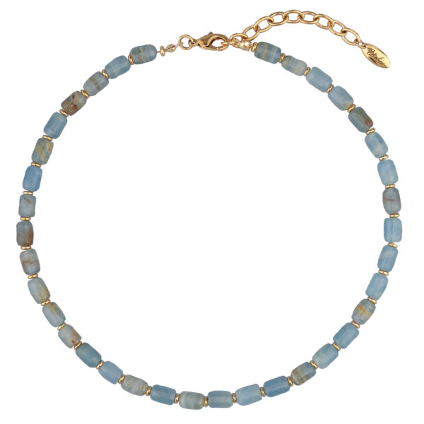 Колье Селена (апатит голубой 8мм; покрытие золото) 42-47см