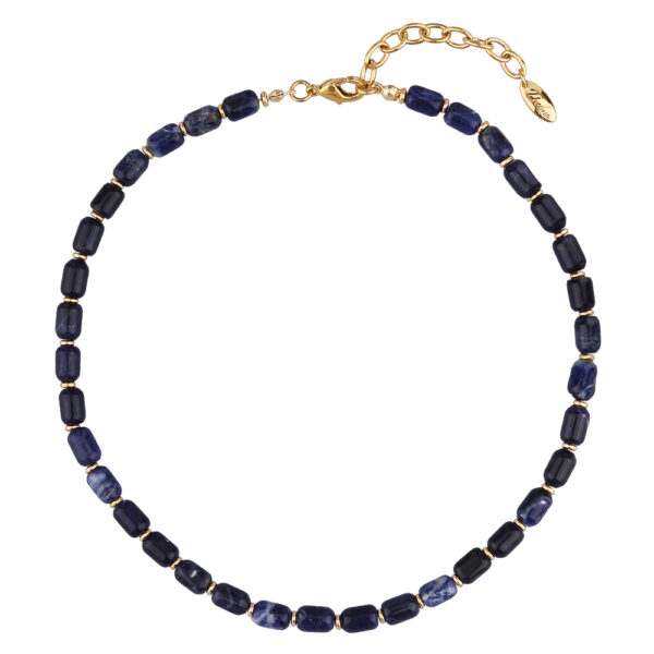 Колье Селена (лазурит 8мм; покрытие золото) 42-47см