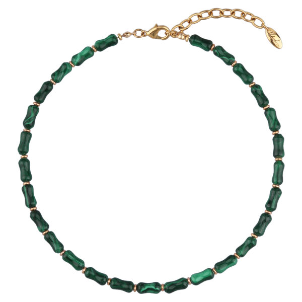 Колье Селена (малахит 12мм; покрытие золото) 41-46см