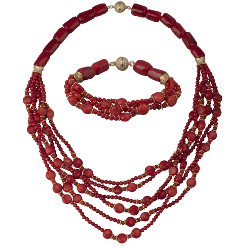 Комплект Селена (коралл; покрытие золото)