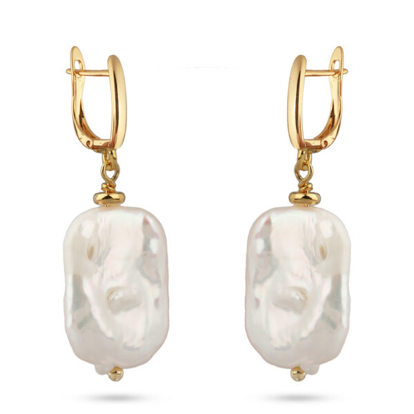 Серьги (жемчуг белый; покрытие золото)
