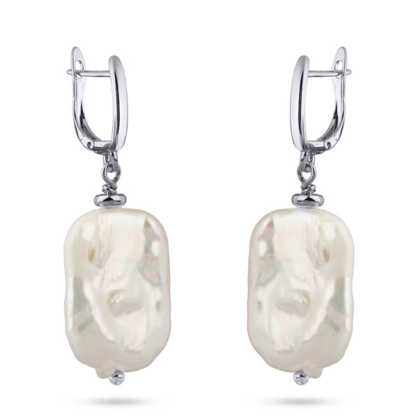 Серьги (жемчуг белый; покрытие родий)