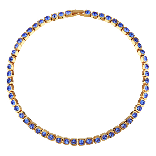 Колье Теннис (кристаллы SW сапфир 4мм; покрытие золото) 36-39см