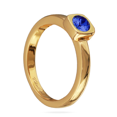 Кольцо Теннис (кристаллы SW сапфир 4мм; покрытие золото)