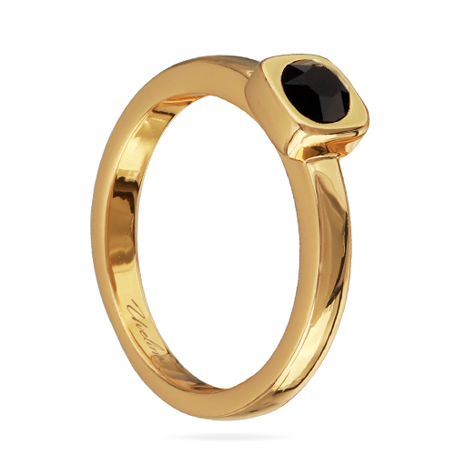 Кольцо Теннис (кристаллы SW черные 4мм; покрытие золото)