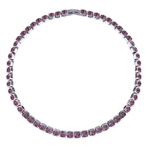 Колье Теннис (кристаллы SW аметист 4мм; покрытие родий) 36-39см