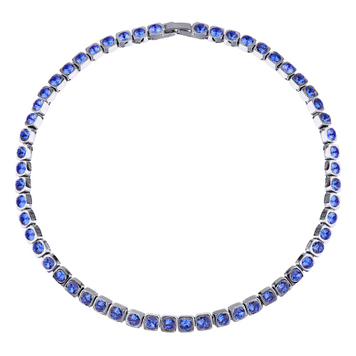 Колье Теннис (кристаллы SW сапфир 4мм; покрытие родий) 36-39см