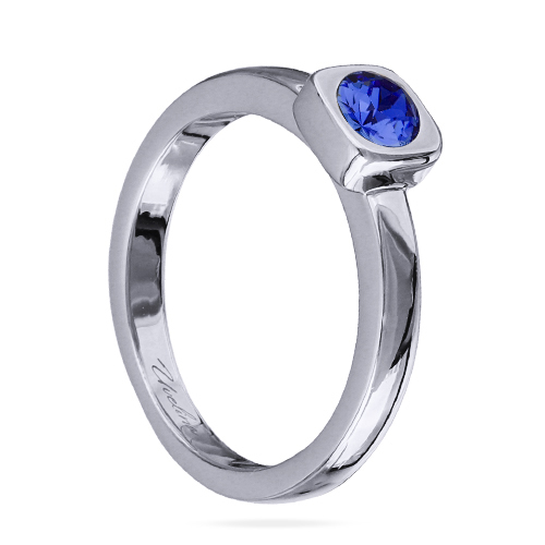 Кольцо Теннис (кристаллы SW сапфир 4мм; покрытие родий)